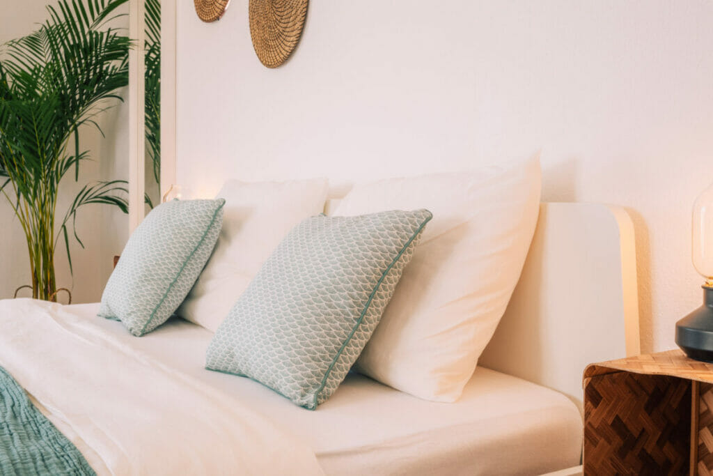 Hotel room bed in Portugal