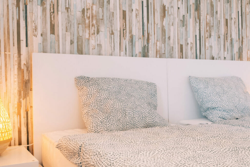 Bed in surf camp room in Portugal