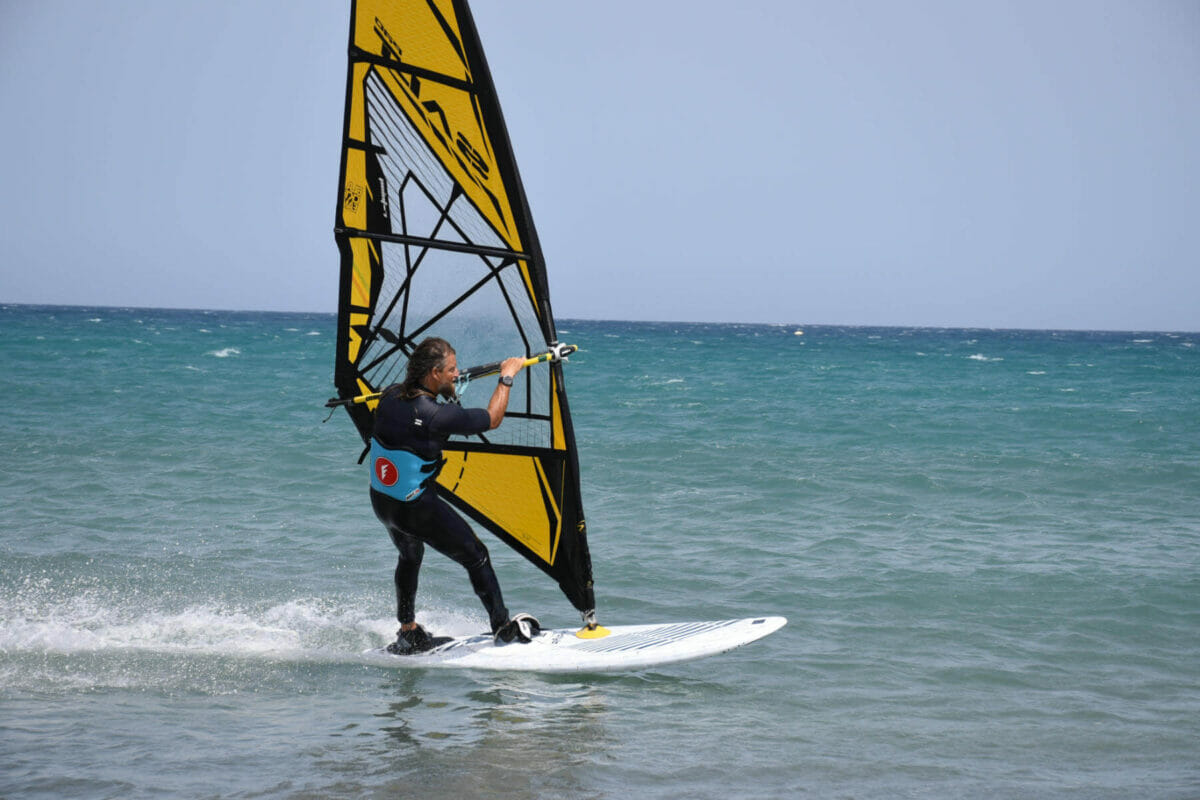 Windsurfers on the beach in Fuerteventura