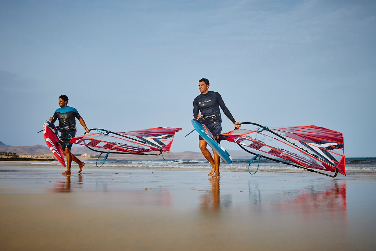 Windsurfers on the beach in Fuerteventura