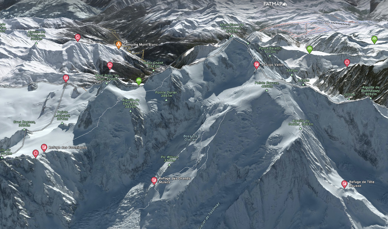 Mont Blanc Karte vom Gebiet